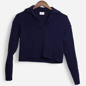 Aritzia Sunday Best Deep Blue V-Neck Sweater